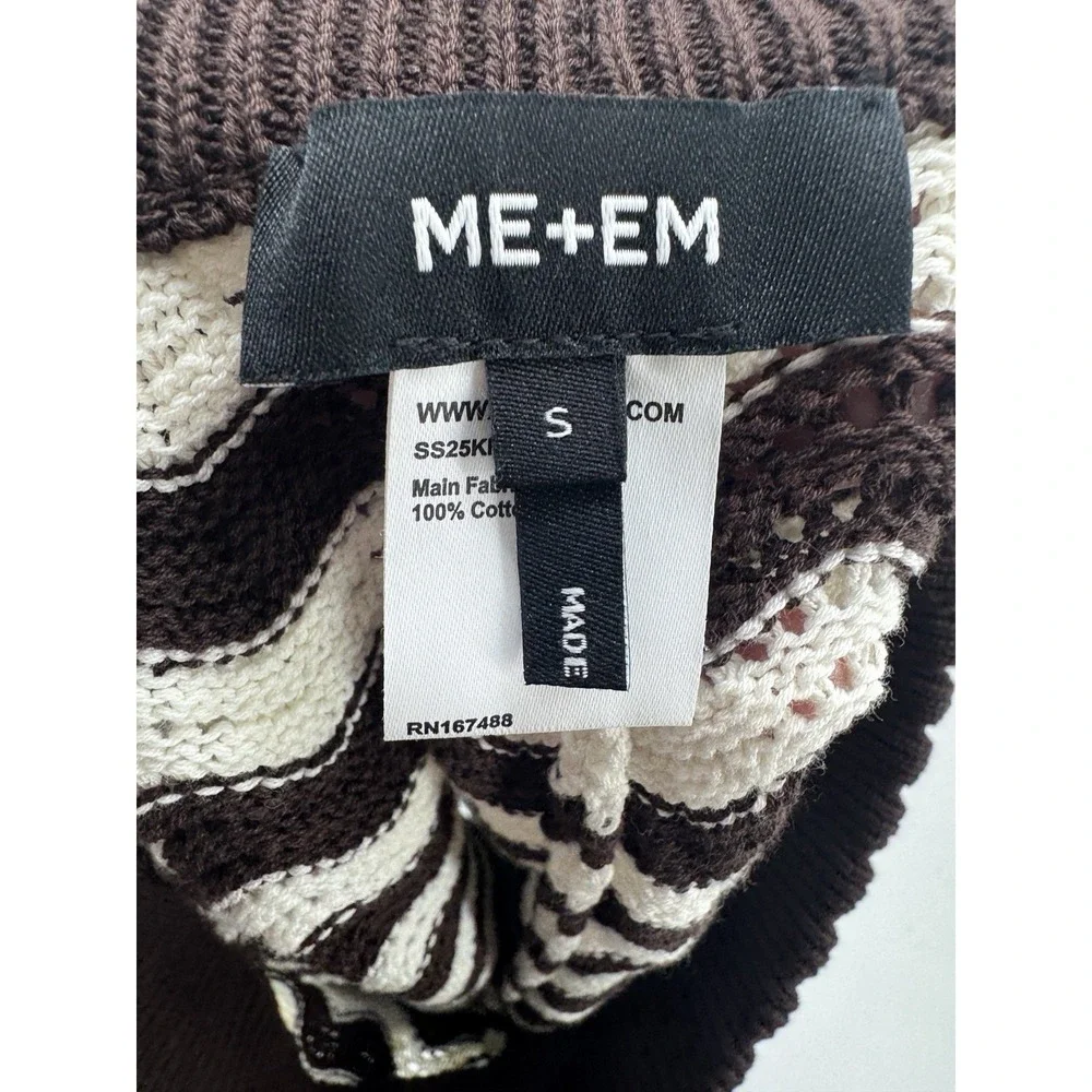 ME+EM Stripe Scallop Knit Shorts Cotton Crochet Small Drawstring Beach Boho Fest - Picture 6 of 12